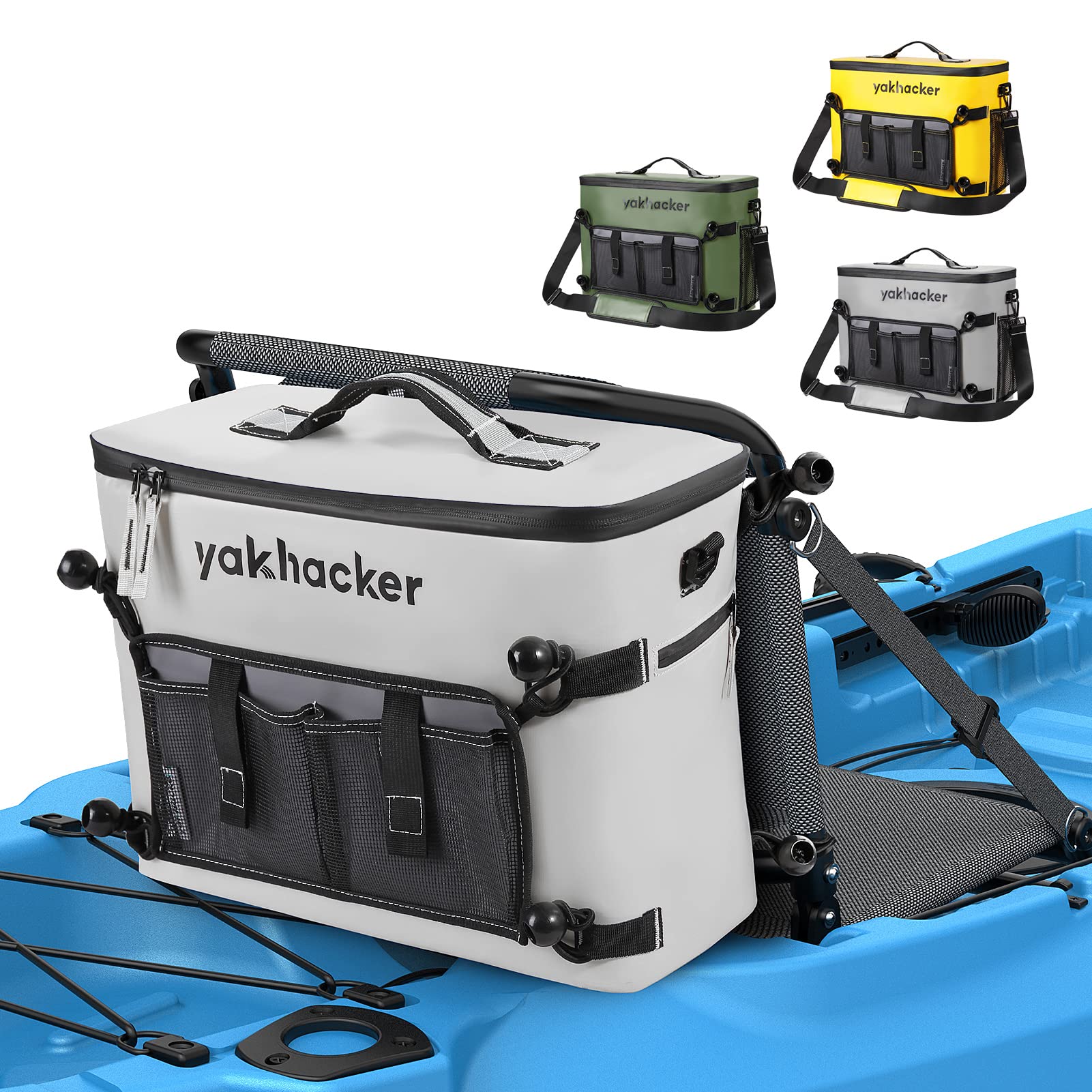 Yakhacker Kayak Cooler, Waterproof Seat Back Cooler with Lawn-Chair Style Seats, Kayak Accessories Bag, Portable Ice Chest Coole