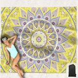 Hiwoss Beach Blanket Waterproof Sandproof Oversized 95  x 80  ,Sand Free Beach Mat with Corner Pockets,Portable Mesh Bag for B