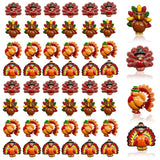 LOPURO Thanksgiving Turkeys Charms 50Pcs Thanksgiving Mini Resin Turkeys Figurine Flatback Charms Turkey Craft Kit Embellishment