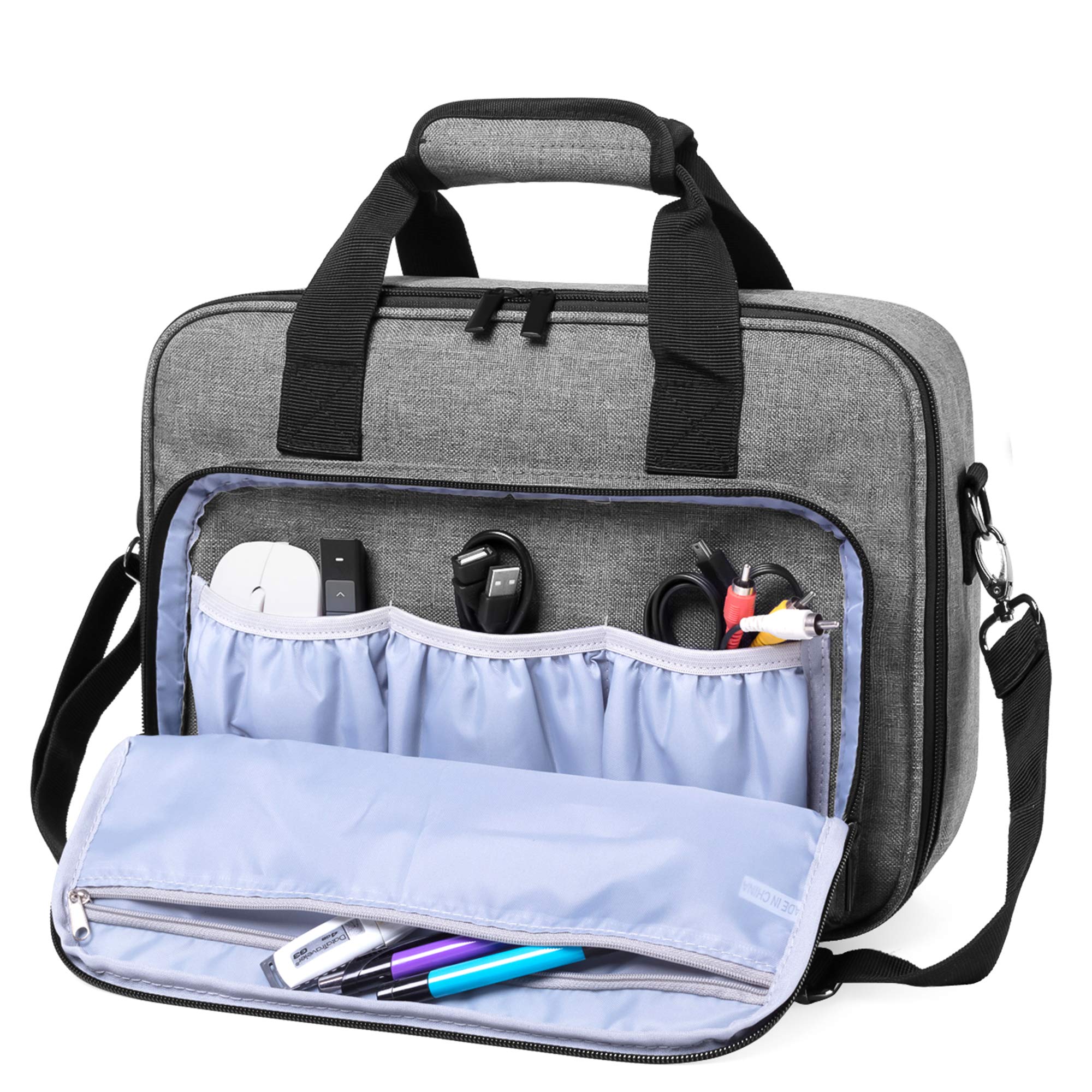 Luxja Projector Case, Projector Bag With Accessories Storage Pockets (Compatible With Most Major Projectors), Medium(13.75 X 10.