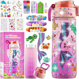 Decorate Your Own Water Bottle Kits for Girls, Mermaid Diamond Painting Toys & Friendship Bracelet, Fun Arts Crafts for Ages 4-6