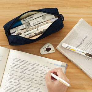 Angoobaby Small Pencil Case Student Pencil Pouch Coin Pouch Cosmetic Bag Office Stationery Organizer For Teen School-Dark Blue