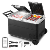 VEVOR 12 Volt Car Refrigerator, 100.4QT/95L Car Fridge, Dual Zone Portable Electric Cooler with Wheels and Handle, -4?~68?, 12/2