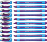 Schneider Slider Memo XB (Extra Broad) Ballpoint Pen, 1.4 mm, Light Blue Barrel, Violet Ink, Box of 10 Pens (150208)