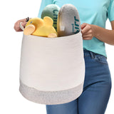 Clothes Laundry Basket - Woven Storage Basket - White Laundry Hamper with Handles - Cotton Rope Blanket Basket Storage for Baby 
