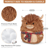 SuzziPals 14'' Highland Cow Stuffed Animals Plush Pillows, Scarf Scottish Highland Cattle Plushies, Soft Stuffed Cow Plush Toys