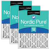 Nordic Pure 14x25x2 (13 1/2 x 24 1/2 x 1 3/4) Pleated Air Filters MERV 14 Plus Carbon 3 Pack