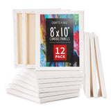 Crafts 4 All Stretched Canvas Boards for Painting - 12 Pack of 8x10 Blank Art Canvases, Framed Canvas for Painting with Acrylic 