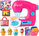 TUZT Mini Sewing Machine Toy Kit for Kids Beginners, 22pcs Portable Electric Sewing Machine with Sewing Kit, Light and Finger Gu
