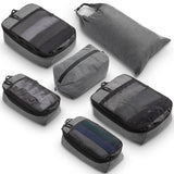 Compression Packing Cubes for Travel by TRIPPED - 6-Piece Premium Set with Laundry & Shoe Bag, Space Saving Travel Organizer Bag