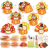 Motipuns 24 Sets Thanksgiving Turkey Ornaments Crafts Turkey Paper Suncatchers Thanksgiving Fall DIY Kit Pumpkin Crafts Decorati
