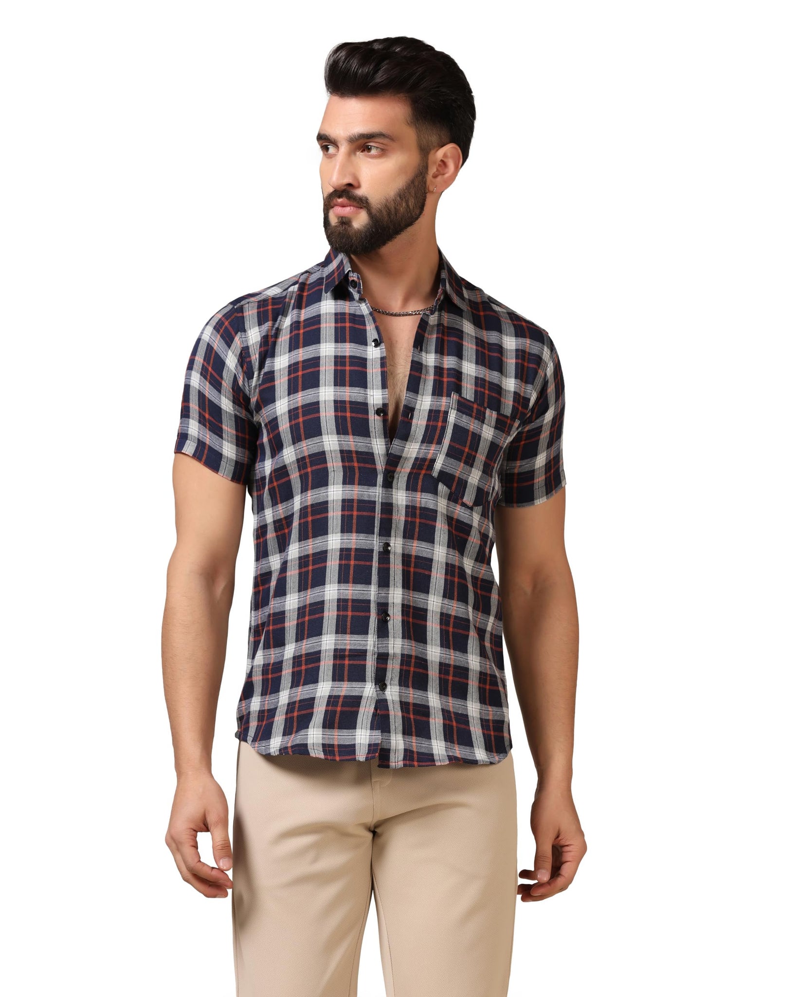 Toplot Men'S Regular Fit Casual Shirt Checks Design With Spread Collar & Half Sleeves (Chex-Shirt-5177-White-L),White,,B0CYGJR9KZ
