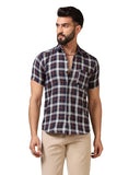 Toplot Men'S Regular Fit Casual Shirt Checks Design With Spread Collar & Half Sleeves (Chex-Shirt-5177-White-S),White,,B0CYGJJQJK