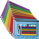 Forvencer 12 Pack Pencil Pouches for 3 Ring Binder, Smooth Zipper 3 Ring Binder Pencil Pouch, Multi-Color Pencil Case for Binder