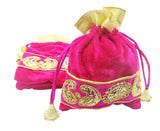 brown leaf Royal Premium 5X6 inch Pink Velvet Potli Bags Pouch Best for Weeding Anniversary Party Supply Return Gifting Bags Pac