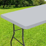 Smiry Rectangle Tablecloth, Elastic Fitted Flannel Backed Vinyl Tablecloths for 6ft Folding Tables, Waterproof Wipeable Table Co