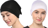 Islamic Lifestyel WomenS Tube Hijab Bonnet Cap Under Scarf Pullover Under Scarf Combo 2 Piece Cotton (Black And White)