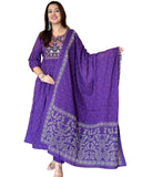 Anni Designer Women'S Rayon Blend Printed Anarkali Kurta With Pant & Dupatta (Kanota Blue_S_Blue_Small),Blue,S