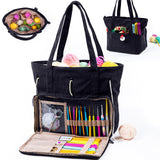 MYBAGZING Large Yarn Tote Organizer - Corduroy Knitting Storage Holder for Yarn, Hooks & Accessories, Portable Craft Carryall fo