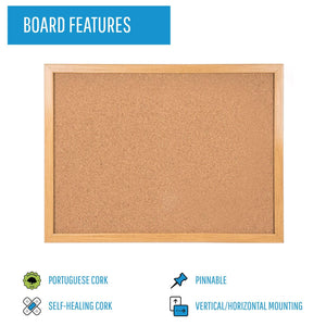 Cork Bulletin Board, Oak Mdf Frame