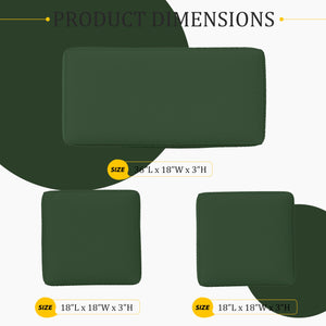 Pakunoda 3 Pack of Outdoor Seat Cushion Replacement Set Suitable for 4 Pieces of Wicker Rattan Furniture Terrace Guest Set Sofa