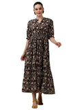 Libas Women'S Cotton Fit And Flare Maxi Dress (29306I_Black