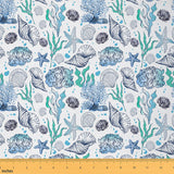 Feelyou Starfish Blue Ocean Fabric by The Yard 2 Yards Hawaiian Sealife Decorative Waterproof Outdoor Fabric Marine Sea Creature