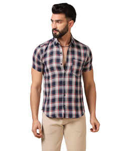 Toplot Men'S Regular Fit Casual Shirt Checks Design With Spread Collar & Half Sleeves (Chex-Shirt-5177-Uniform-L),Uniform,,B0CYGLKNYY