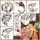 YHSLMH Reusable Fishing Stencils - Large Fisherman Templates for Painting on Wood, DIY Art Craft Fabric Canvas Furniture (10 Fis