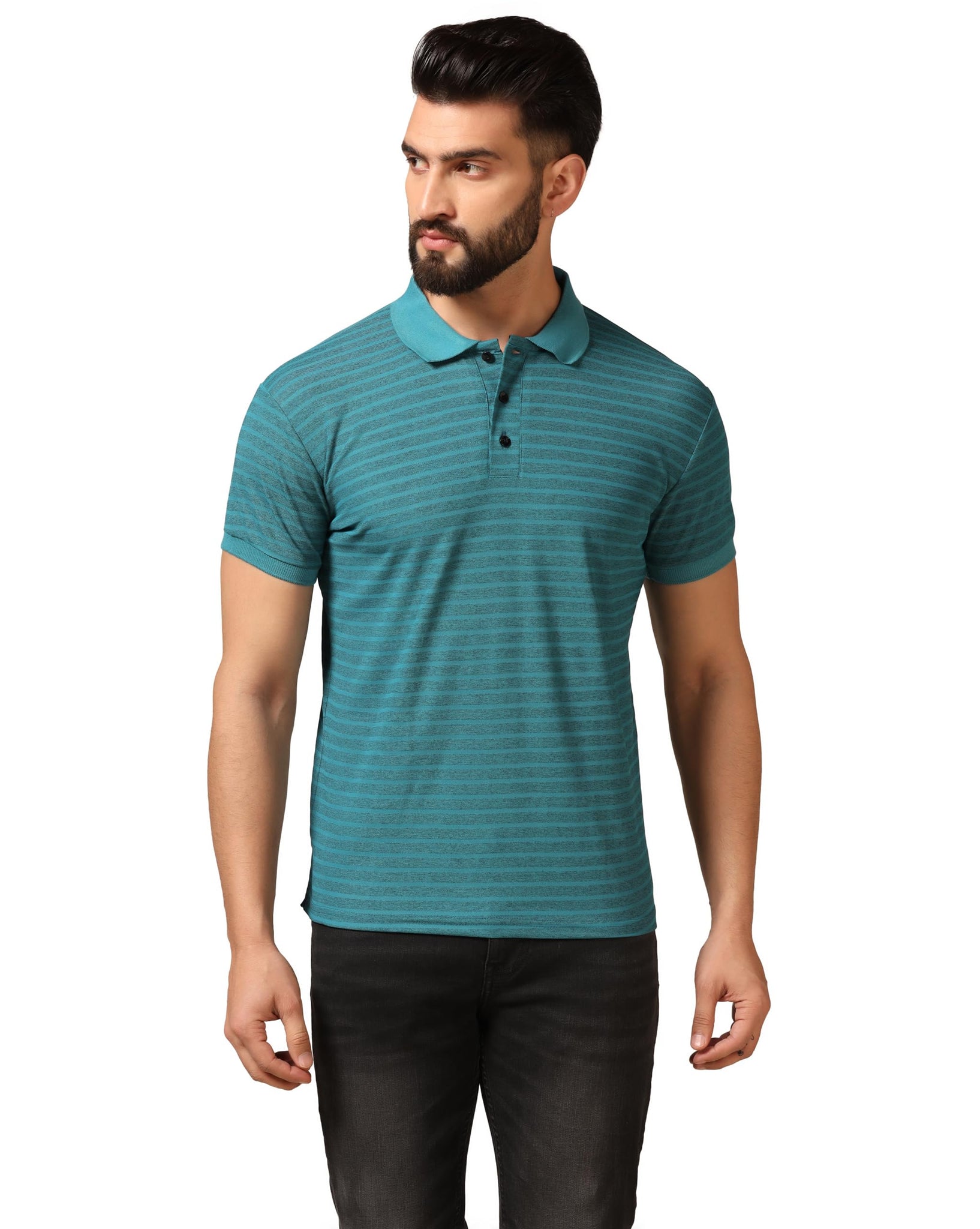 Toplot Men'S Regular Fit Half Sleeve Casual Polo T-Shirt (Lining-Polo-5166-Rama-S),Rama,,B0CXT764YW