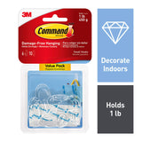 Command 051141363899 Small, Clear, 6Hooks, 8 Strips (17092CLRVPE)