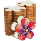 Blulu 3 Inch Unfinished Wooden Flower Cutouts Wooden Discs Crafts Blank Flower Shape Ornaments Embellishments Slices for DIY Pro