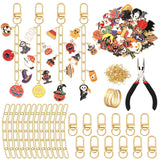 AUGSUN 189Pcs Halloween Keychain Making Kit, Charm Making Crafts 60 Halloween Charms 12 Keychain Clips Hooks 15 Extender Chains 
