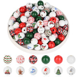150 Pieces Christmas Wooden Beads Xmas Decorations DIY Craft Wood Bead Snowman gnome Gingerbread Candy Deer Spacer Bubblegum Bea