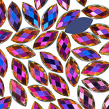 300 Pcs AB Colorful Large Rhinestones for Crafting,15x7MM Big Rhinestones Jewels Gems for Crafts,Horse Eye Shape Flatback Gemsto
