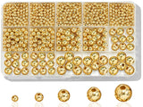 Laopottbeads 1225 Pcs Gold Beads with Oxidation-Resistant Finish, 4/6/8/10/12mm Round Beads DIY Kit for Bracelets, Earrings, Nec