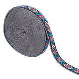 GORGECRAFT 10.94 Yards Ethnic Jacquard Ribbon Embroidered Ribbon 3/4 Inch Wide Red Blue White Mixed Geometric Woven Trim Fringe 