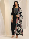 Libas Womens Embroidered Viscose Straight Kurta With Trousers And Dupatta