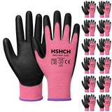 HSHCH Work Gloves for Men and Women 12 Pairs, PU Coated Seamless Knit Safety Gloves with Grip, Ideal for General Duty, Warehouse