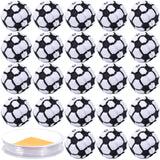 Winsyison 50pcs Acrylic Soccer Beads with 1 Roll Elastic Rope, 0.44in Sports Soccer Beads for Beaded Pens, Round Football Suppli