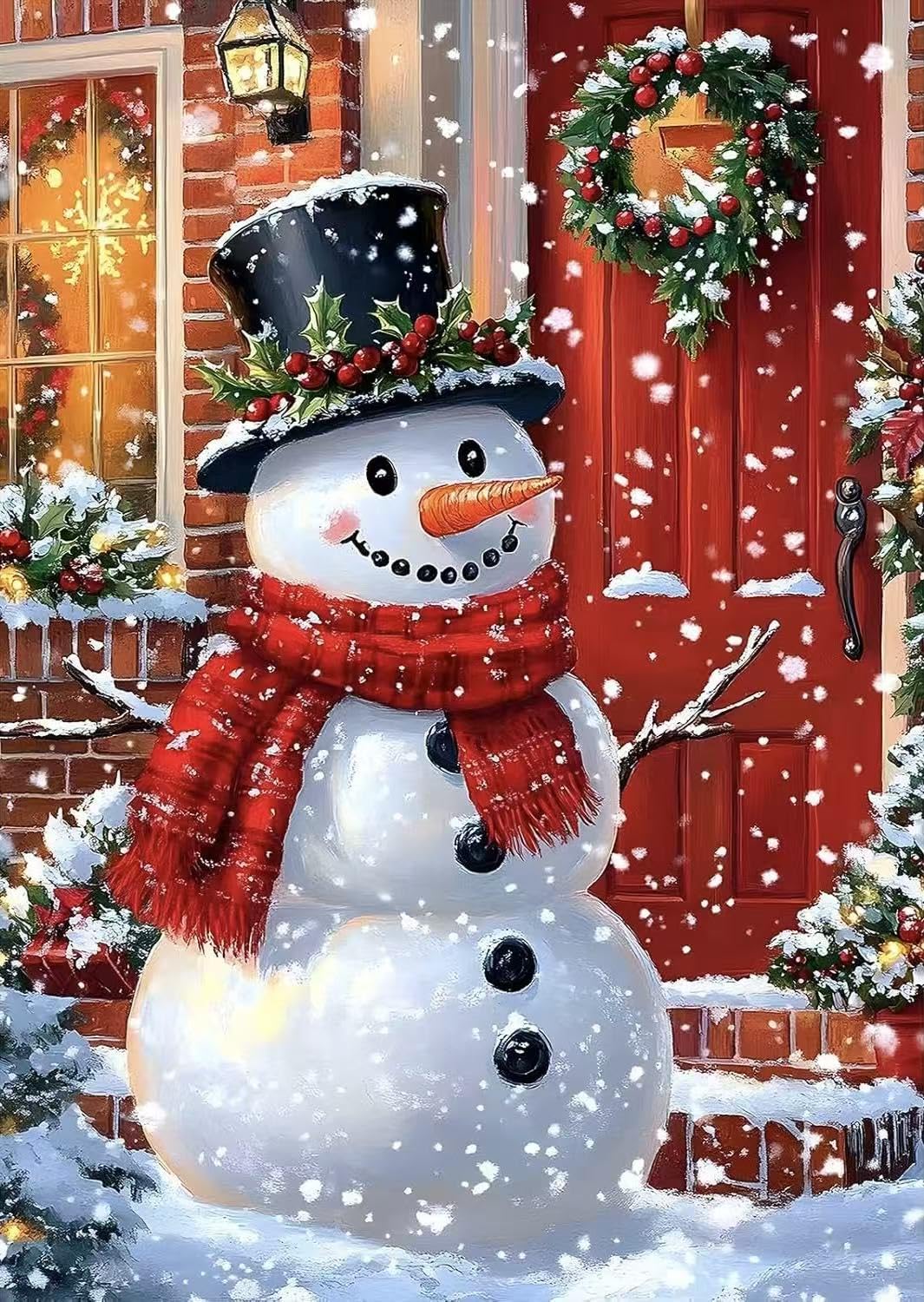 Accompany Wind 5D Christmas Diamond Painting Kits for Adults, Christmas Snowman Diamond Art Kits,Round Full Drill Dots Gem Craft