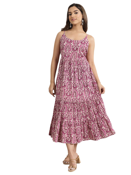 Libas Women'S Cotton Fit And Flare Maxi Dress (29438O_Mauve_L ...