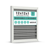 12x12x1 HVAC Furnace Air Filter, Reusable Washable Electrostatic Furnace Filter, MERV 8, Lasts a Lifetime, Breathe Fresher, Home