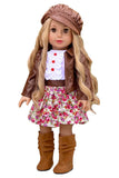DreamWorld Collections - Urban Explorer - Clothes Fits 18 Inch Doll - Brown Motorcycle Jacket with Paperboy Hat, Dress and Boots