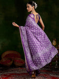 Libas Women'S Silk Blend Saree (16067R_Purple)