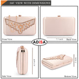 Adisa Beaded Formal Party Clutch With Pearls Handle Gold Chain For Women And Girls (Cl110-Gol),Gold,,B0DYYJ1VXN