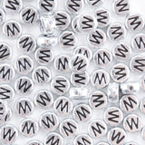 Yiizzxin 200Pcs Round Ancient Silver Letter W Beads,4x7mm Flat Letter-W Bead for Bracelets,Alphabet Beads for Jewelry Making DIY