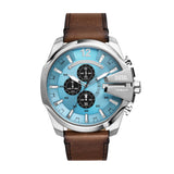 Diesel Leather Analog Blue Dial Men'S Watch-Dz4657,Brown Band