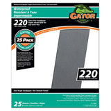 Gator 9 x 11 Waterproof Sanding Sheets, 220 Grit, 25 Pack, Black