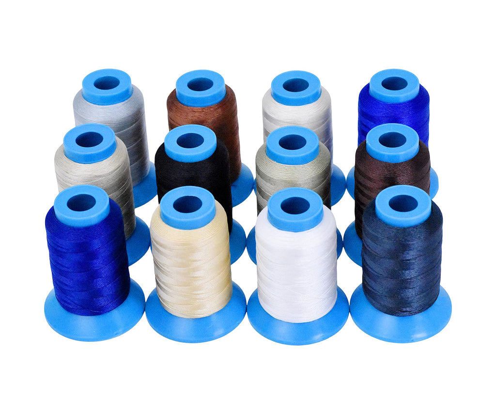 Mandala Crafts Size 69 210D T70 Bonded Nylon Thread - 12 Assorted Neut ...